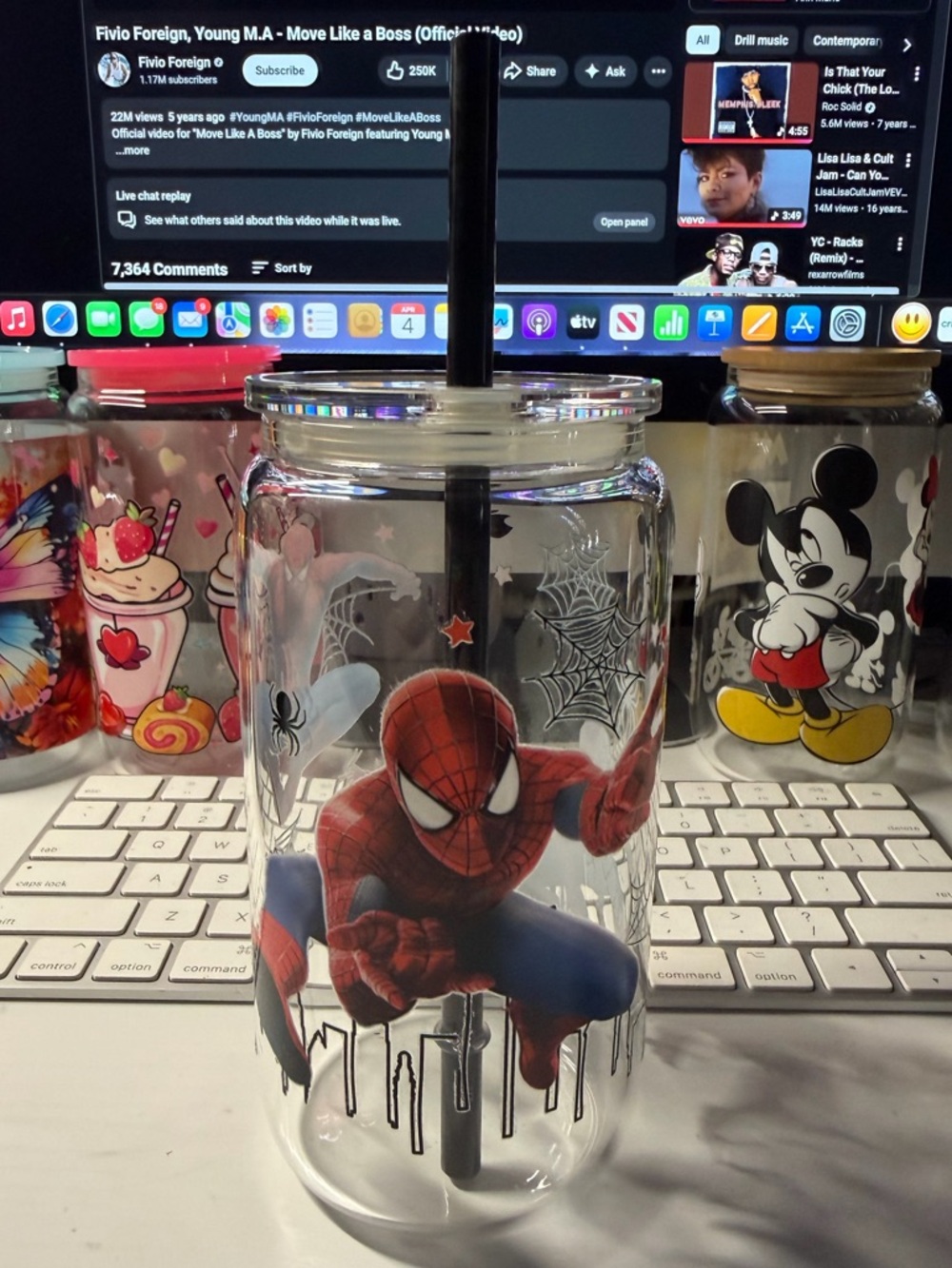 Spider-Man Clear Glass Jar with Red & Blue Character Graphic